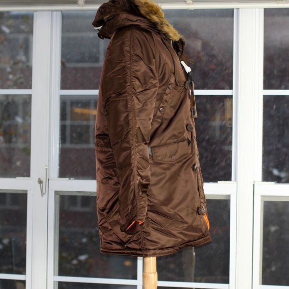Alpha Industries N-3B W SNORKEL Cocoa/Orange NEW - Picture 3 of 8